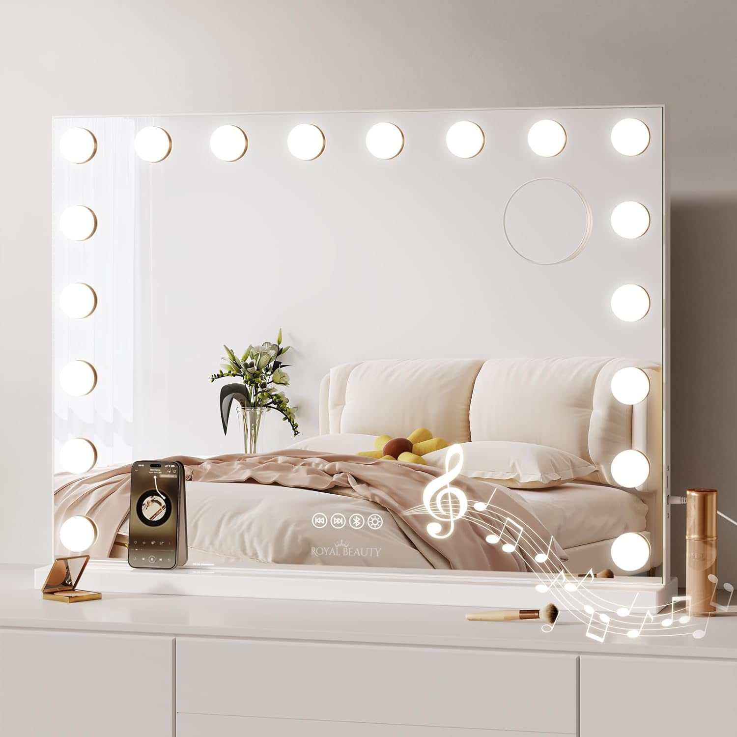 Royals Hollywood Spiegel 80 x 60CM Bleutooth - Select online b.v.